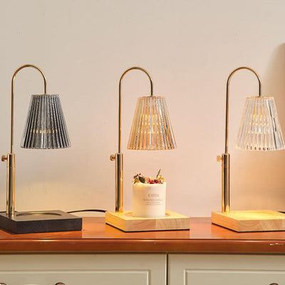 Lámpara de mesa de cera derretida de 1 luz de cuerno de bambú y madera romántica creativa moderna 