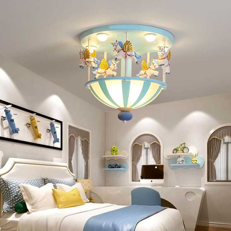 Cartoon Creative Carousel Flush Mount Ceiling Light