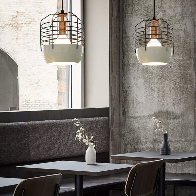 Industrial Iron Birdcage Design 1-Light Pendant Light