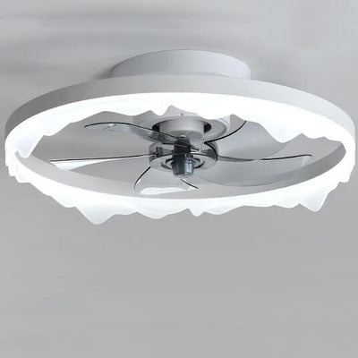 Minimalist Round Acrylic Border LED Semi-Flush Mount Ceiling Fan Light