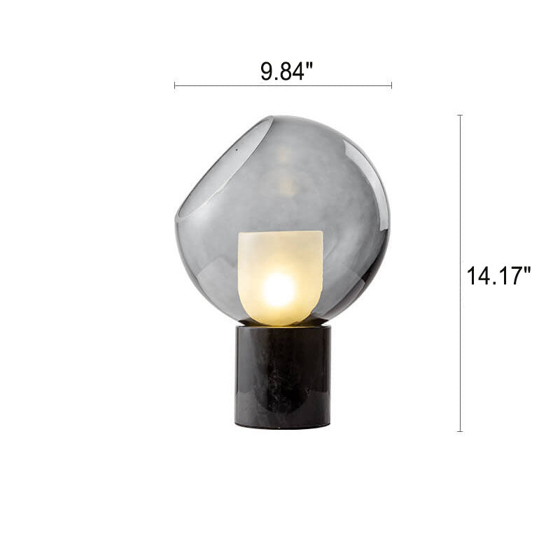 Lámpara de Mesa de 1 Luz con Base de Mármol Minimalista Nórdico y Bola de Vidrio 