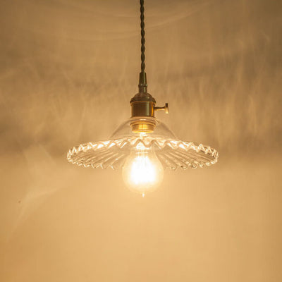European Vintage Rustic Glass Copper 1-Light Pendant Light