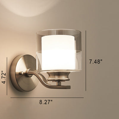 Nordic Minimalist Glass Cone Sand Nickel 1-Light Wall Sconce Lamp