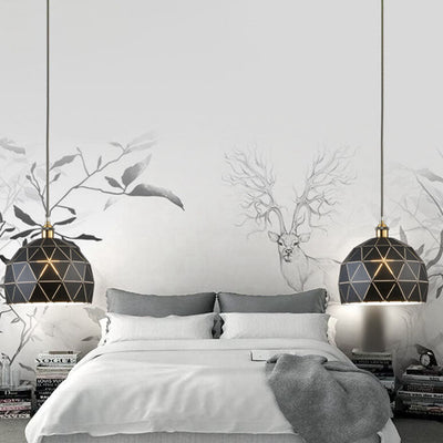 Industrial Simple Iron Diamond Hollow Dome 1-Light Pendant Light