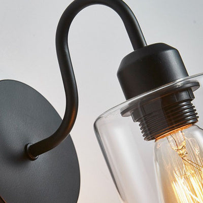 Moderne industrielle Vintage-Eisenglas-Wandleuchte mit 1 Leuchte 