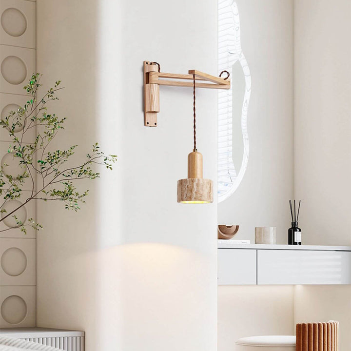 Japanische moderne Holz klappbare 1-Licht Wandleuchte 