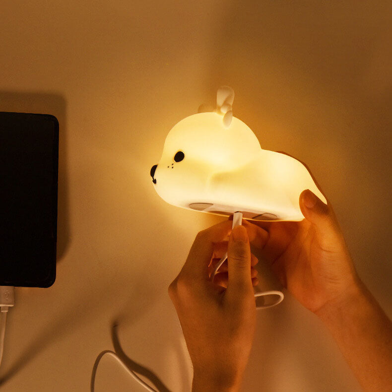Lampe de table en forme de cerf créative en silicone LED avec chargement USB 