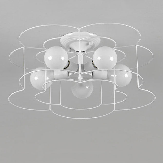 Nordic Creative Iron Petals 5-Light Semi-Flush Mount Ceiling Light