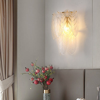 European Light Luxury Feather Iron Glass 2/3-Light Wall Sconce Lamp