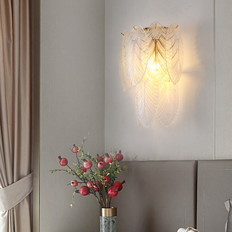 European Light Luxury Feather Iron Glass 2/3-Light Wall Sconce Lamp