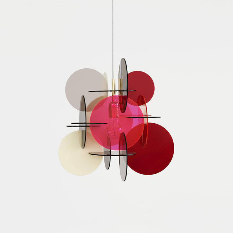 Contemporary Scandinavian Macaron Acrylic Round Sheet Splicing 1-Light Pendant Light For Dining Room