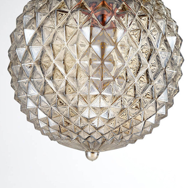 Moderne minimalistische Ananasstreifen Kupferglas 1-Licht Semi-Flush Mount Deckenleuchte 