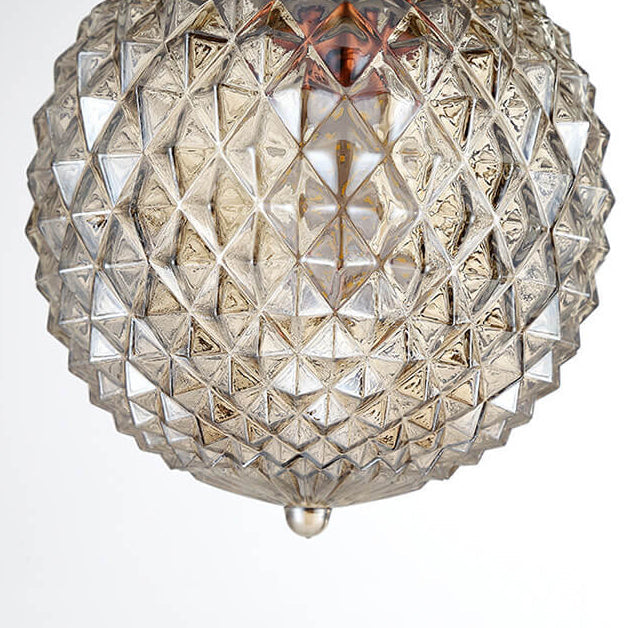 Modern Minimalist Pineapple Stripes Copper Glass 1-Light Semi-Flush Mount Ceiling Light