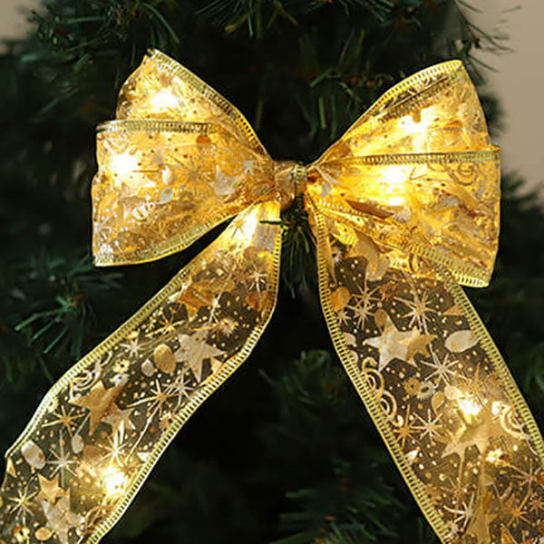 Lumières LED de Noël en fil de cuivre Rubans lumineux Nœud papillon Rubans lumineux Guirlande Accessoires Lumières décoratives 