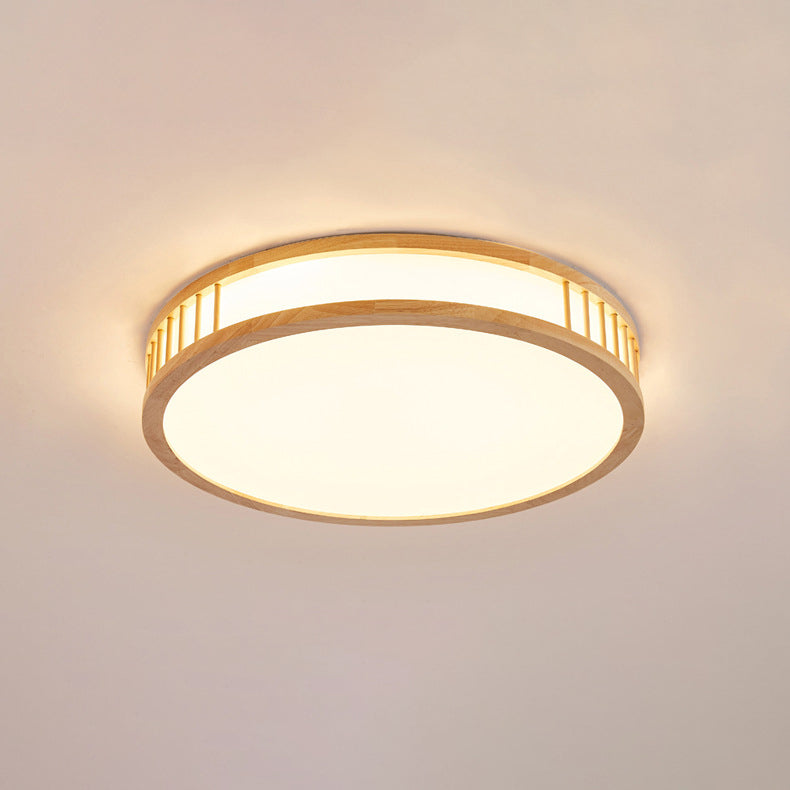 Japanese Minimalist Log Round LED Flush Mount Ceiling Light