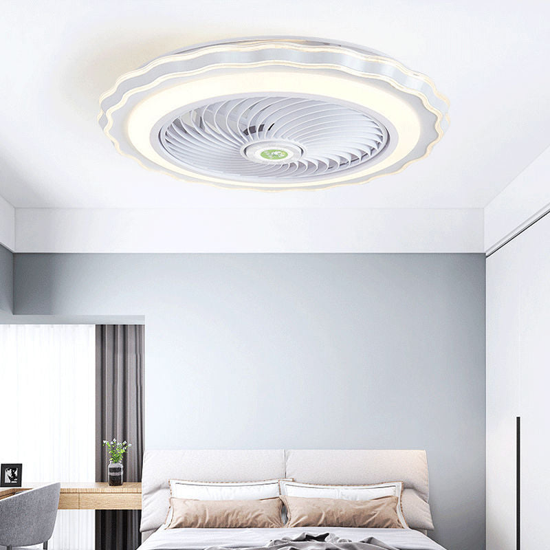 Modern Creative Round Flower LED Flush Mount Ceiling Fan Light
