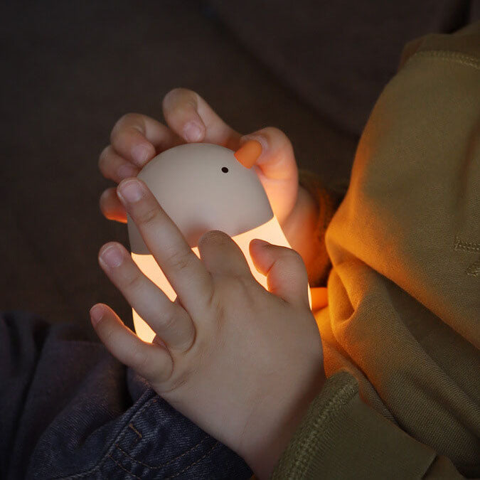Lampe de table LED avec veilleuse en silicone créative en forme de poussin de dessin animé 