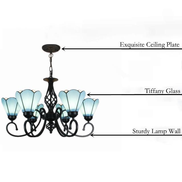 European Creative Tiffany Glass 3/5/6/8 Lights Chandelier