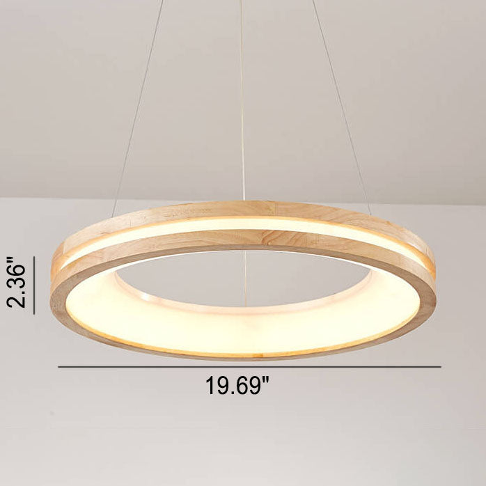 Japanese Simplicity Log Circle Island Light LED Chandelier