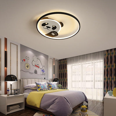 Cartoon Cute Panda Round LED Flush Mount Ceiling Light