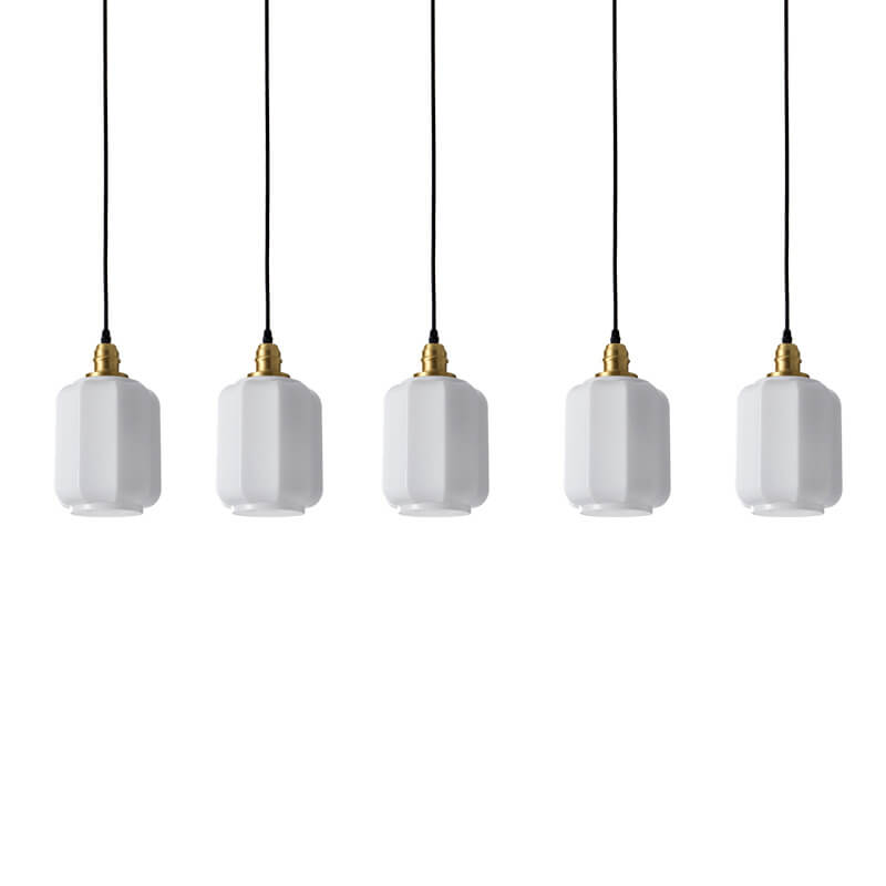 Lámpara colgante de 1 luz de vidrio blanco vintage nórdico 