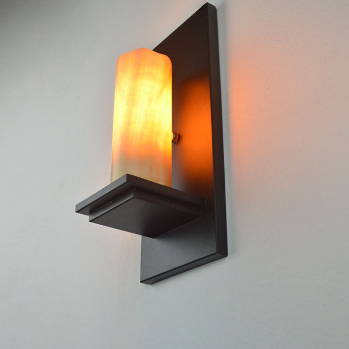 Applique Murale Moderne Industrielle Vintage en Fer avec 1 Lumière et Base en Marbre 