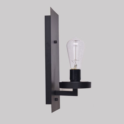 Applique Murale Rétro Minimaliste à Une Lumière avec Colonne en Verre et Plaque Carrée en Fer 