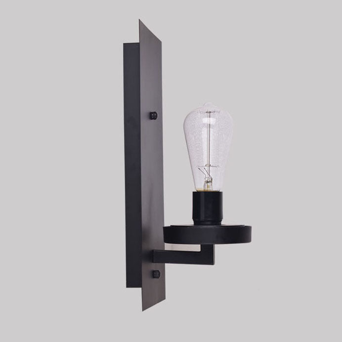 Applique Murale Rétro Minimaliste à Une Lumière avec Colonne en Verre et Plaque Carrée en Fer 