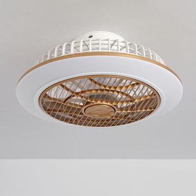 Modern Minimalist Round Cage Iron Acrylic LED Flush Mount Ceiling Fan Light