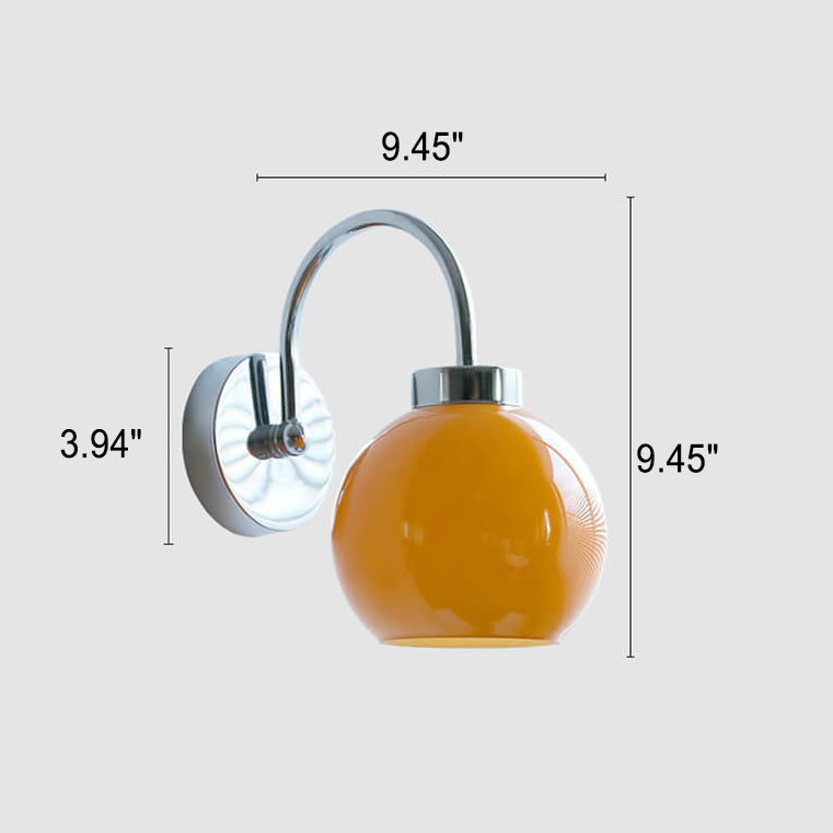 Japanese Simple Round Ball Glass 1-Light Wall Sconce Lamp