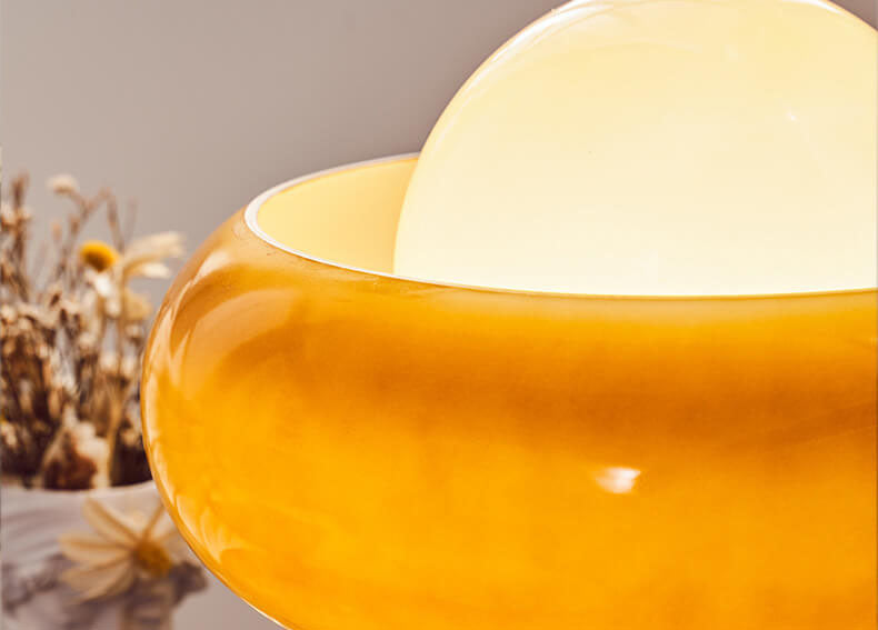 Vintage Glass Egg Tart Iron Base 1-Light Table Lamp