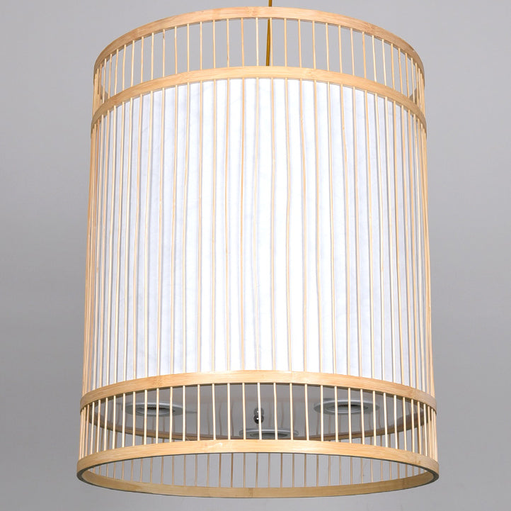Moderne Bambusweberei 3-Licht Zylinder Kronleuchter 