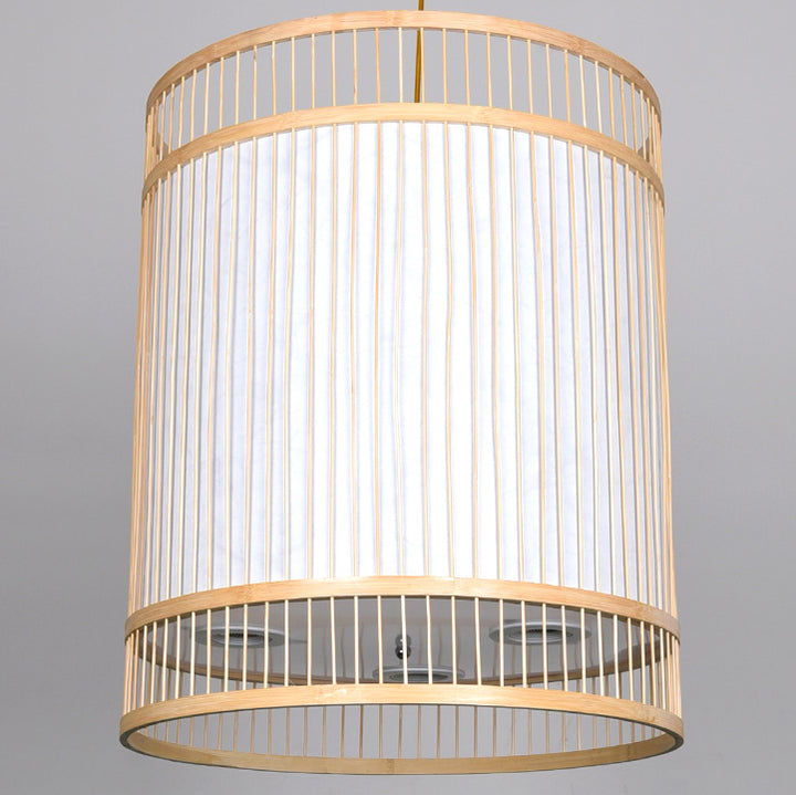 Moderne Bambusweberei 3-Licht Zylinder Kronleuchter 