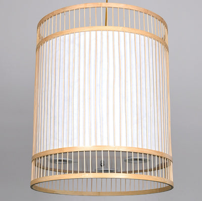 Modern Bamboo Weaving 3-Light Cylinder Chandelier