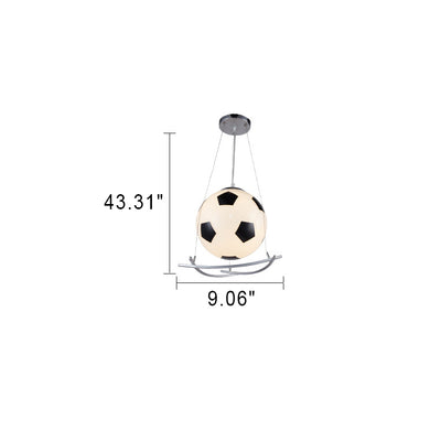 Cartoon Creative Soccer Glass Iron 1-Light Kids Pendant Light