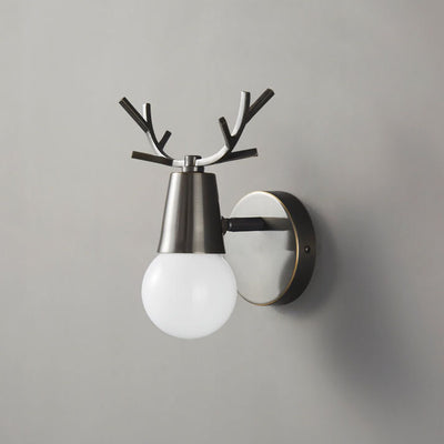 Applique murale moderne en verre avec bois de cerf en cuivre à 1 lumière 