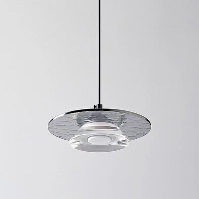 Moderne minimalistische konische Scheibe Aluminium Acryl Glas LED Pendelleuchte 