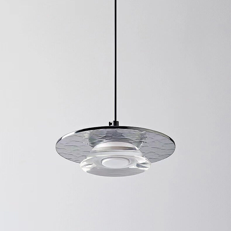 Moderne minimalistische konische Scheibe Aluminium Acryl Glas LED Pendelleuchte 