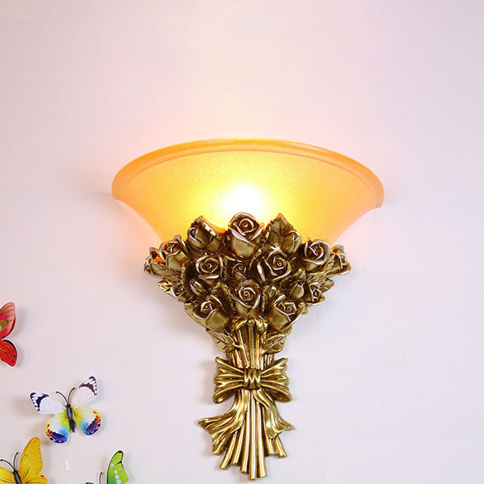 Contemporary Creative Bouquet Shape Resin Glass 1-Light Wall Sconce Lamp For Hallway