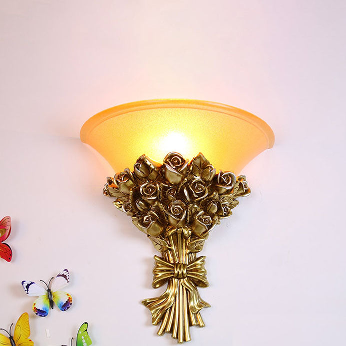 European Creative Bouquet Shape Resin Glass  1-Light Wall Sconce Lamp