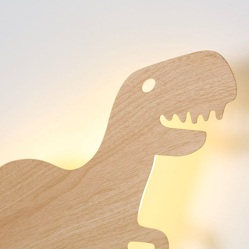 Zeitgenössische kreative Nachahmung Holzmaserung Dinosaurier Form LED Kinder Wandleuchte Lampe für Schlafzimmer 