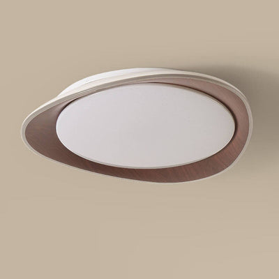 Modern Minimalist Wood Grain Pebble LED Flush Mount Ceiling Light