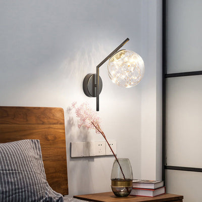 Applique murale LED créative européenne avec boule de verre pleine étoile 