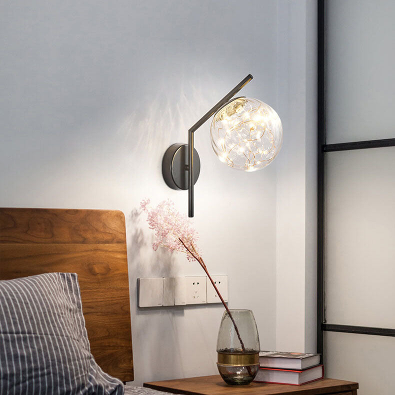 Applique murale LED créative européenne avec boule de verre pleine étoile 