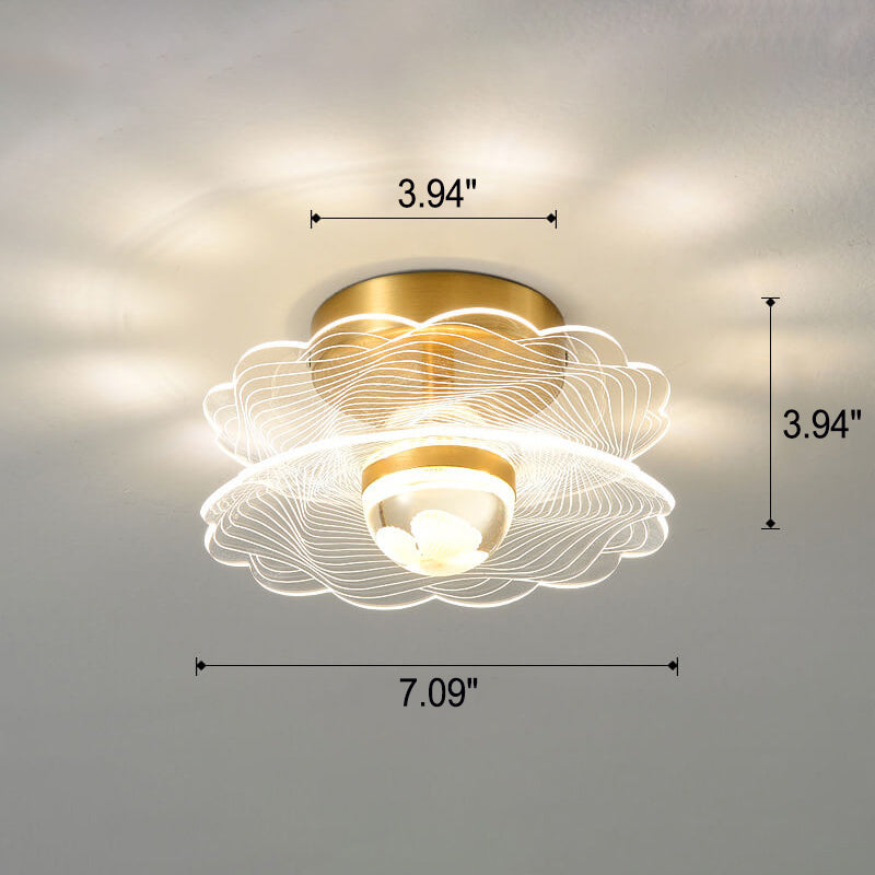 Creative Gold Double Layer Overlap Design LED Semi-Flush Mount Light