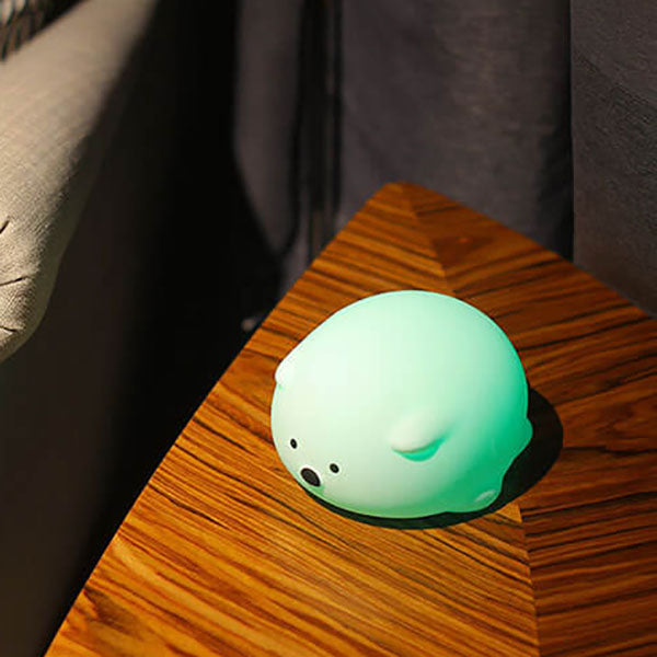 Contemporary Creative Round Silicone LED Kids Cartoon Bear Night Light Table Lamp For Bedroom
