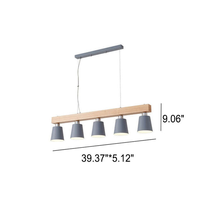Chandelier à 5 lumières avec abat-jour conique linéaire simple nordique 