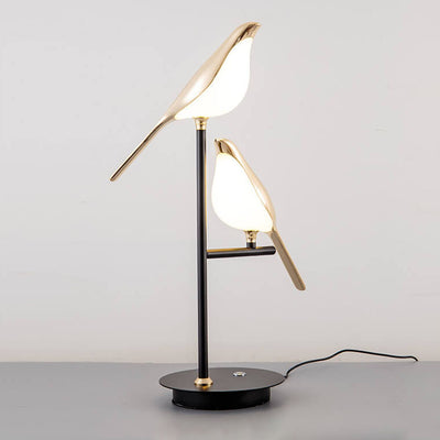 Lampe de table LED minimaliste nordique avec oiseau pie 