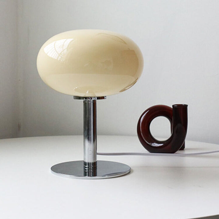 Zeitgenössische nordische runde Eisen-Glas-Tischlampe mit 1 Licht für das Schlafzimmer 