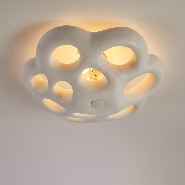 Contemporary Creative Round Hollow Petal Shade 3-Light Flush Mount Ceiling Light For Bedroom